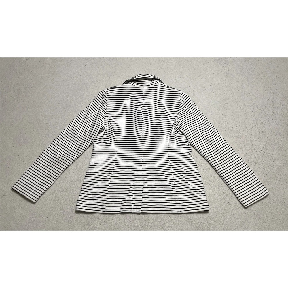 Chicos Jacket Women's Small 0 White Long Sleeve Striped Lined Button Up Coat 4/6 - Picture 2 of 9